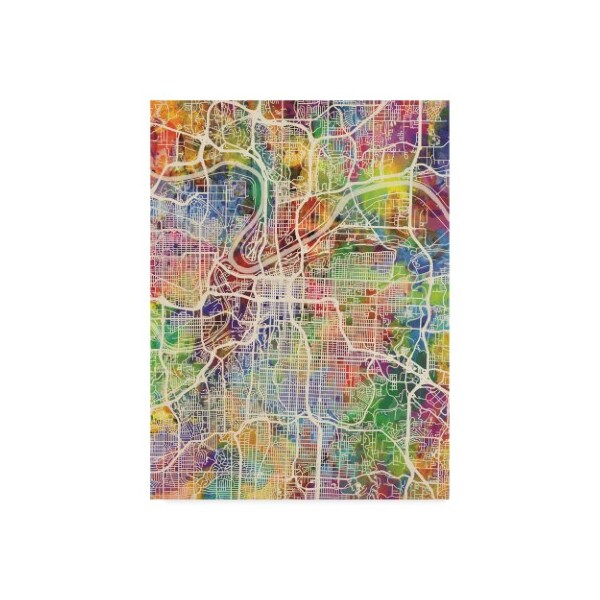 Trademark Fine Art Michael Tompsett 'Kansas City Missouri City Map Iii' Canvas Art, 18x24 - MT02245-C1824GG