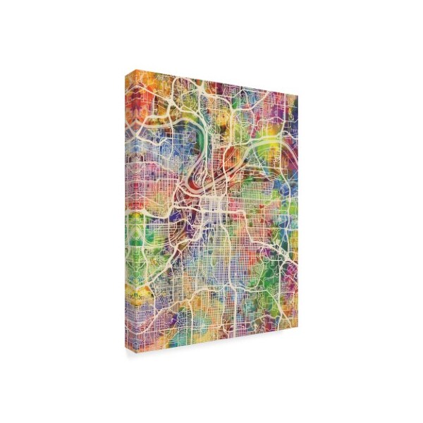 Trademark Fine Art Michael Tompsett 'Kansas City Missouri City Map Iii' Canvas Art, 18x24 - MT02245-C1824GG