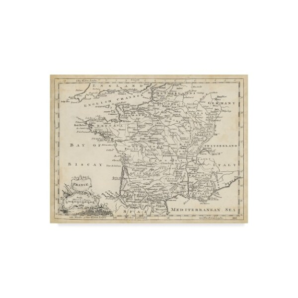 Trademark Fine Art T. Jeffreys 'Map Of France' Canvas Art, 35x47 - WAG00203-C3547GG