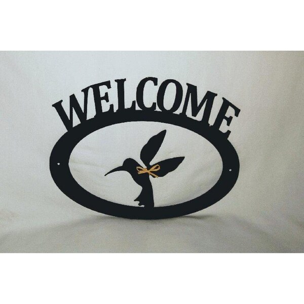 The Lazy Scroll Hummingbird Metal Welcome Sign - HBWELCOME