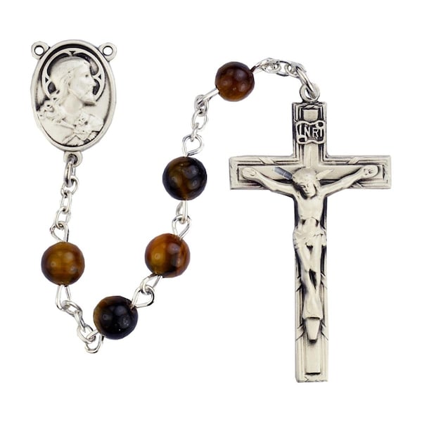 Mcvan 4 x 6 mm Brown Oval Wood Rosary - R376LF