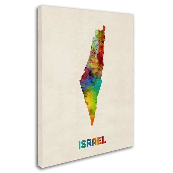 Trademark Fine Art Michael Tompsett 'Israel Watercolor Map' Canvas Art, 14x19 - MT0501-C1419GG