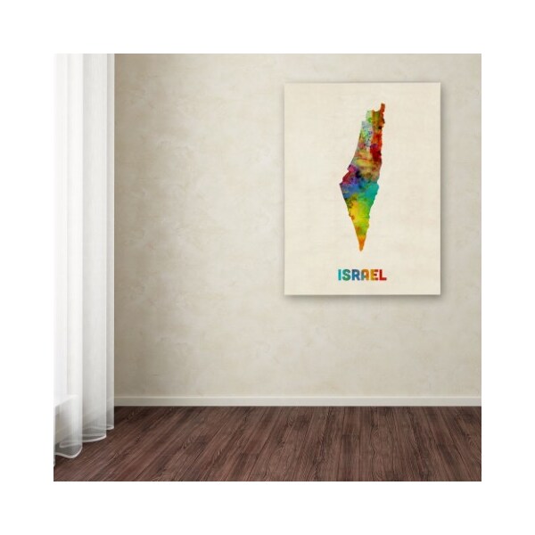 Trademark Fine Art Michael Tompsett 'Israel Watercolor Map' Canvas Art, 14x19 - MT0501-C1419GG