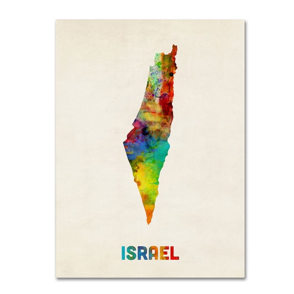 Trademark Fine Art Michael Tompsett 'Israel Watercolor Map' Canvas Art, 14x19 - MT0501-C1419GG
