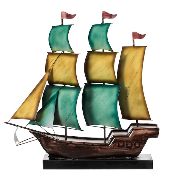 Vintiquewise Nautical Home Decor Metal Sailboat Centerpiece Ship Decor Desktop Decoration, Color - QI004320-C