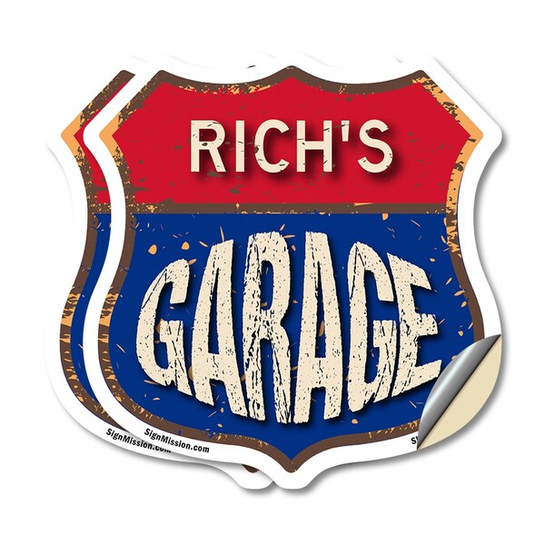 Signmission Rich's Garage, 6 inch X 6 inch, Vinyl Decal, 2PK - SHI-D-2PACK-6-383-RICH