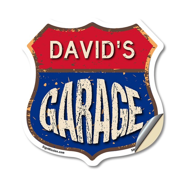 Signmission David's Garage, 12 Inch X 12 Inch, Vinyl Decal - SHI-D-12-383-DAVID