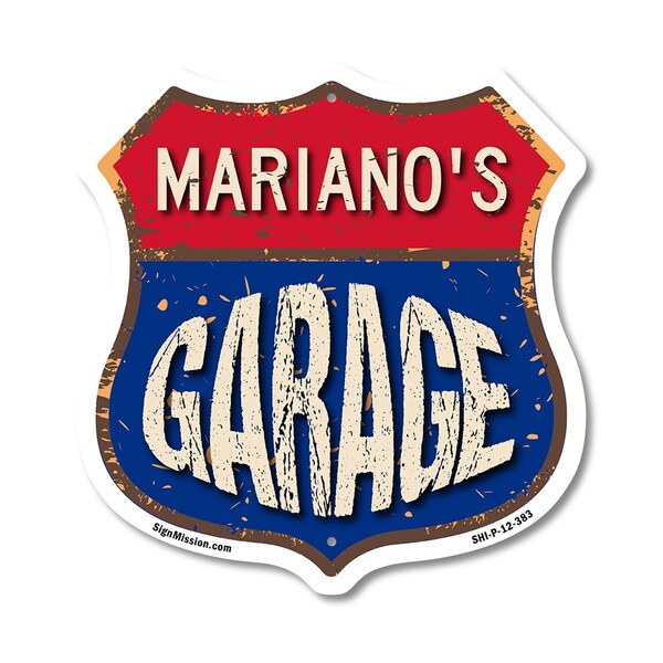 Signmission Mariano's Garage, 12 Inch X 12 Inch, Plastic Sign - SHI-P-12-383-MARIANO