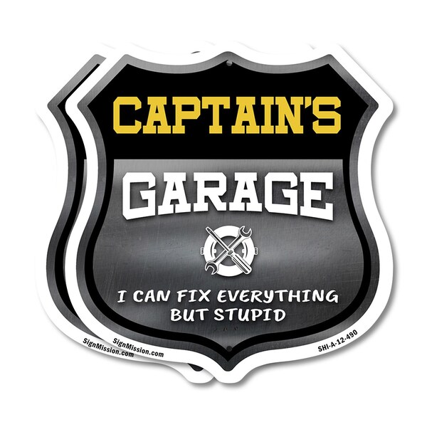 Signmission Captain's Garage I Can Fix Everything But Stupid, 12 inch X 12 inch, Aluminum Metal Sign, 2PK - SHI-A-2PACK-12-490-CAPTAIN