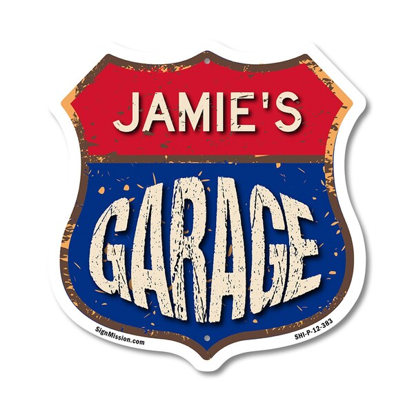 Signmission Jamie's Garage, 12 Inch X 12 Inch, Plastic Sign - SHI-P-12-383-JAMIE