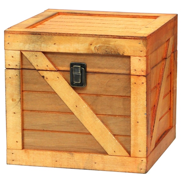 Vintiquewise Wooden Stackable Treasure Chest Cargo Crate Style, Light Brown - QI003251.LB