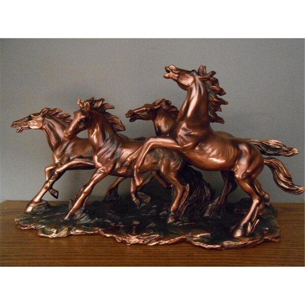 Marian Imports Marian Imports F53150 Four Wild Horses Bronze Plated Resin Sculpture - 53150
