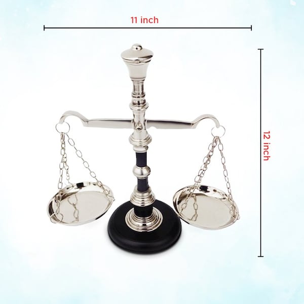 Vintiquewise Vintage Decorative Scale Tray Unique Centerpiece Stand Black and Silver - QI004400
