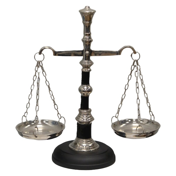 Vintiquewise Vintage Decorative Scale Tray Unique Centerpiece Stand Black and Silver - QI004400