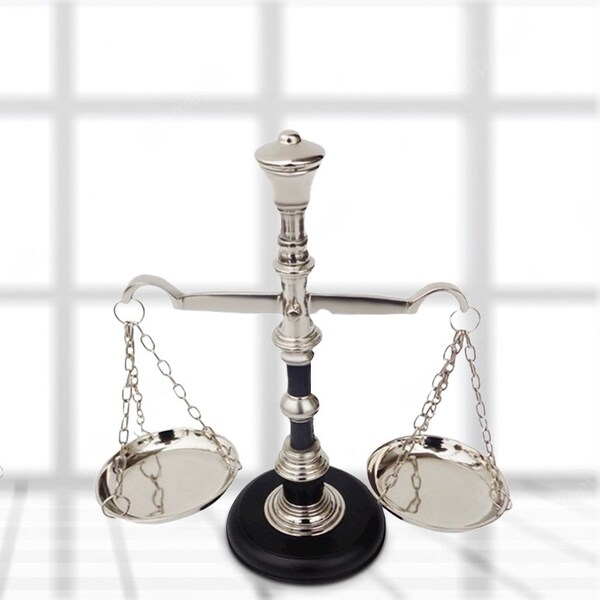 Vintiquewise Vintage Decorative Scale Tray Unique Centerpiece Stand Black and Silver - QI004400