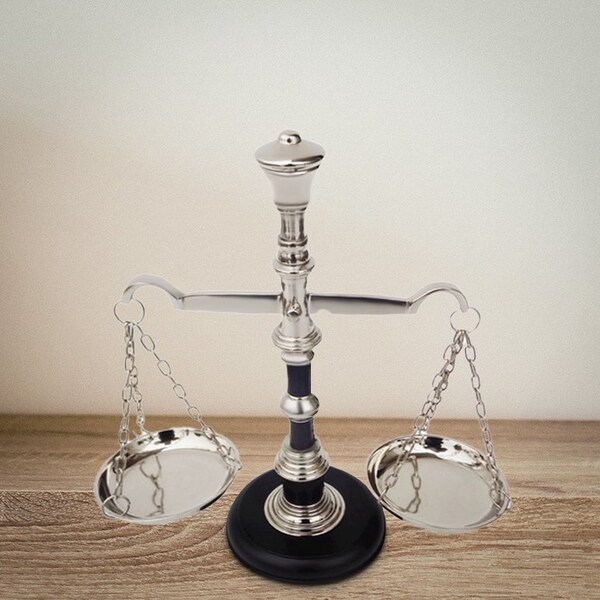 Vintiquewise Vintage Decorative Scale Tray Unique Centerpiece Stand Black and Silver - QI004400