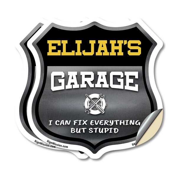 Signmission Elijah's Garage I Can Fix Everything But Stupid, 12 inch X 12 inch, Vinyl Decal, 2PK - SHI-D-2PACK-12-490-ELIJAH