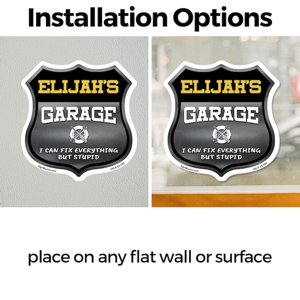Signmission Elijah's Garage I Can Fix Everything But Stupid, 12 inch X 12 inch, Vinyl Decal, 2PK - SHI-D-2PACK-12-490-ELIJAH