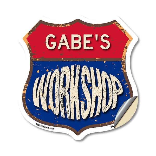 Signmission Gabe's Workshop, 12 Inch X 12 Inch, Vinyl Decal - SHI-D-12-489-GABE