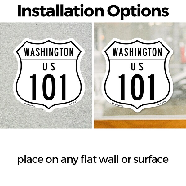Signmission Washington Route Marker Shield Sign Us 1, 18 inch X 18 inch, Vinyl Decal, 2PK - SHI-D-2PACK-18-475