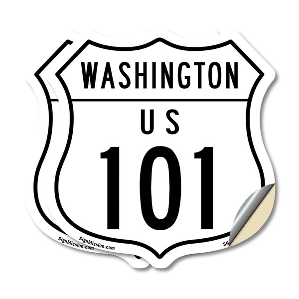 Signmission Washington Route Marker Shield Sign Us 1, 18 inch X 18 inch, Vinyl Decal, 2PK - SHI-D-2PACK-18-475