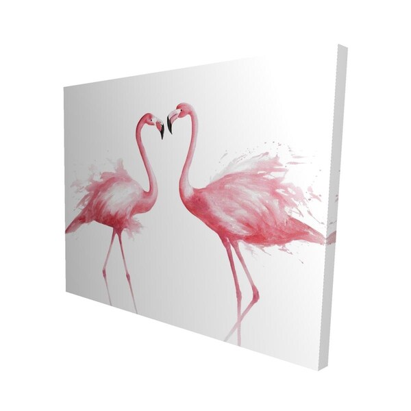 Fondo 16 x 20 in. Two Pink Flamingo Watercolor-Print on Canvas - FO2778626