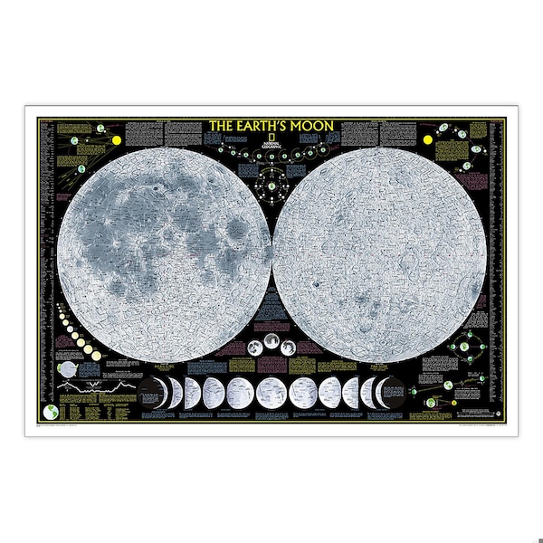 National Geographic Earths Moon Map, Laminated, 42.5'' x 28.5'' - RE00620137