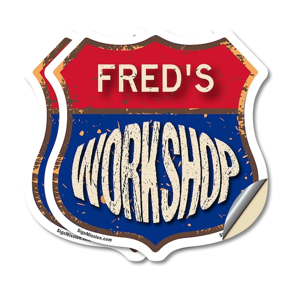 Signmission Fred's Workshop, 4 inch X 4 inch, Vinyl Decal, 2PK - SHI-D-2PACK-4-489-FRED