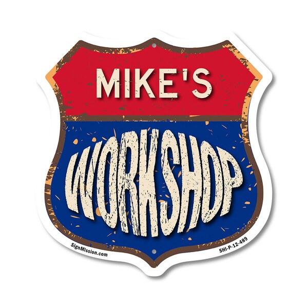 Signmission Mike's Workshop, 12 Inch X 12 Inch, Plastic Sign - SHI-P-12-489-MIKE