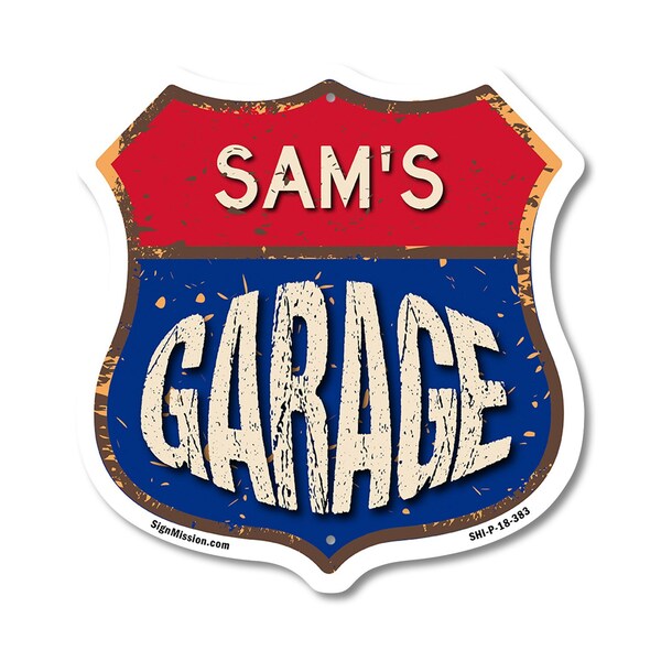 Signmission Sam's Garage, 18 Inch X 18 Inch, Plastic Sign - SHI-P-18-383-SAM