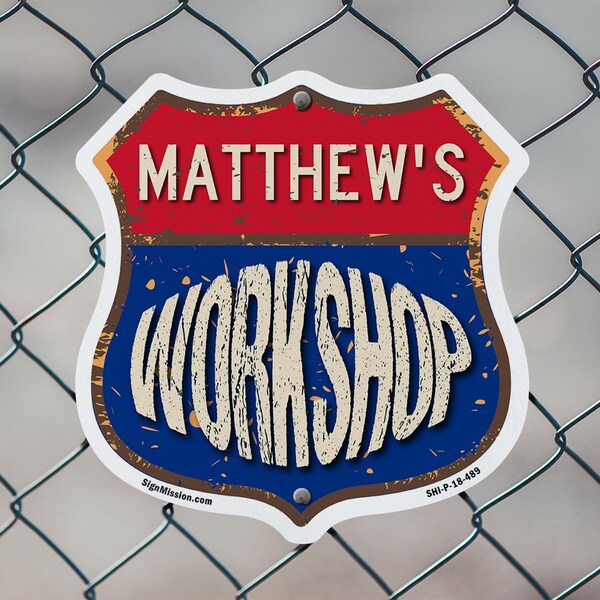 Signmission Matthew's Workshop, 12 Inch X 12 Inch, Plastic Sign - SHI-P-12-489-MATTHEW