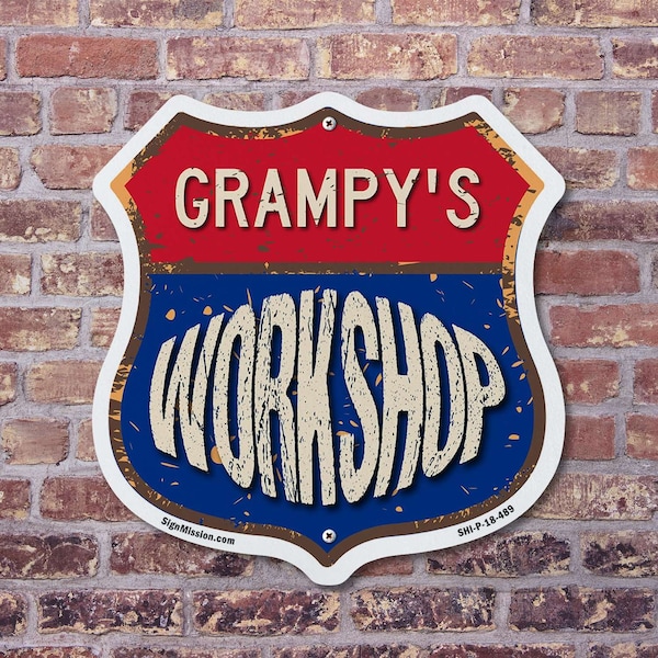 Signmission Grampy's Workshop, 18 Inch X 18 Inch, Plastic Sign - SHI-P-18-489-GRAMPY