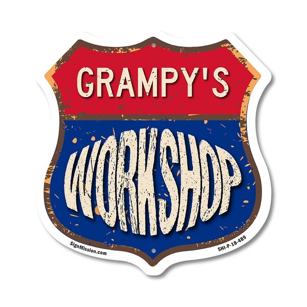 Signmission Grampy's Workshop, 18 Inch X 18 Inch, Plastic Sign - SHI-P-18-489-GRAMPY