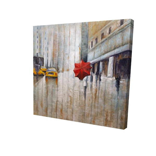 Fondo 16 x 16 in. Red Umbrella in the Street-Print on Canvas - FO2791220