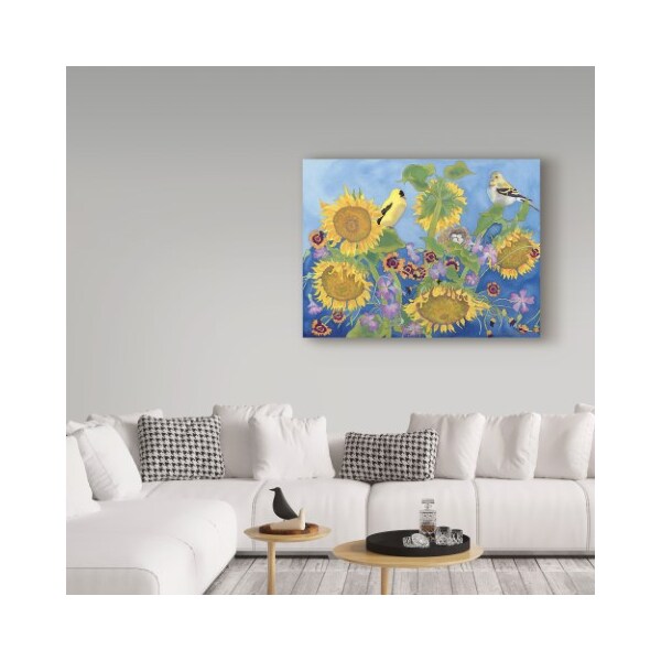 Trademark Fine Art Carissa Luminess 'Goldfinches With Sunflowers' Canvas Art, 18x24 - ALI25636-C1824GG