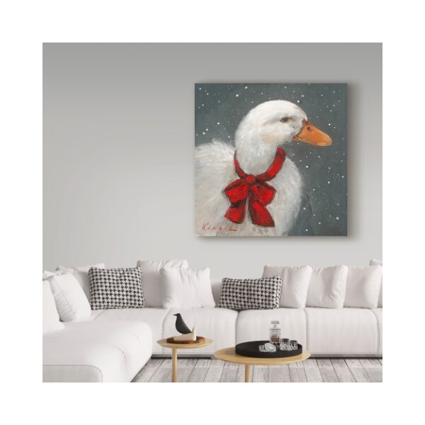 Trademark Fine Art Mary Miller Veazie 'Goose Red Xmas Bow' Canvas Art, 14x14 - ALI31266-C1414GG