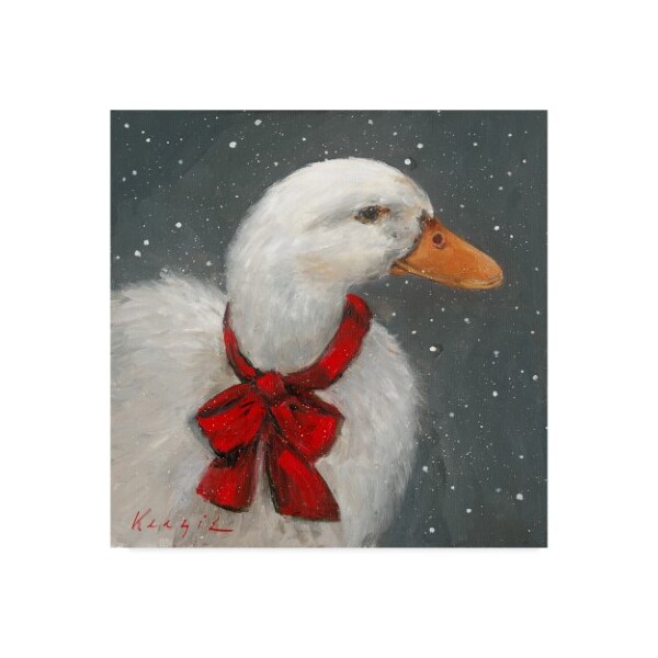 Trademark Fine Art Mary Miller Veazie 'Goose Red Xmas Bow' Canvas Art, 14x14 - ALI31266-C1414GG