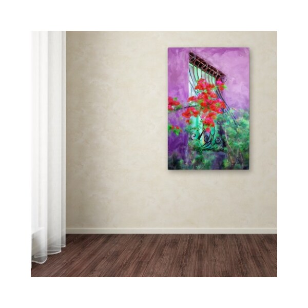 Trademark Fine Art Lois Bryan 'Painted Rose Covered Window' Canvas Art, 30x47 - LBR0317-C3047GG