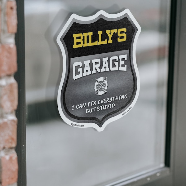 Signmission Billy's Garage I Can Fix Everything But Stupid, 12 inch X 12 inch, Vinyl Decal, 2PK - SHI-D-2PACK-12-490-BILLY