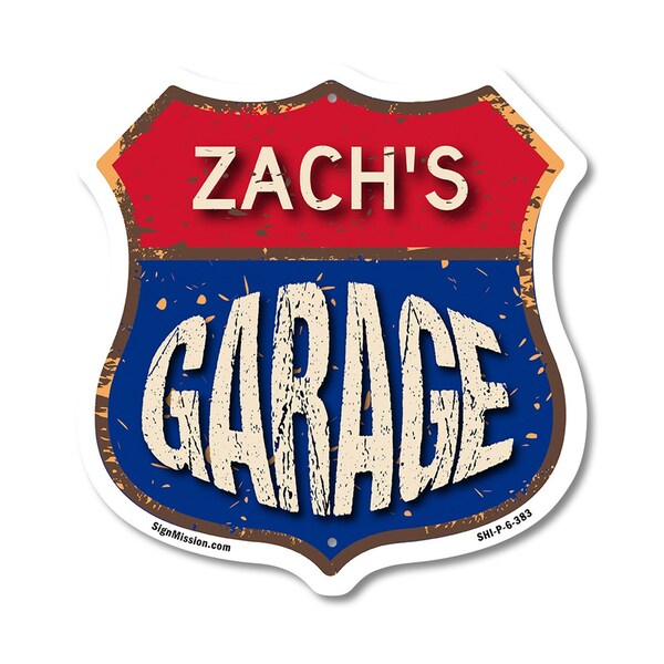 Signmission Zach's Garage, 6 Inch X 6 Inch, Plastic Sign - SHI-P-6-383-ZACH