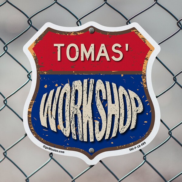 Signmission Tomas's Workshop, 12 inch X 12 inch, Plastic Sign, 2PK - SHI-P-2PACK-12-489-TOMAS