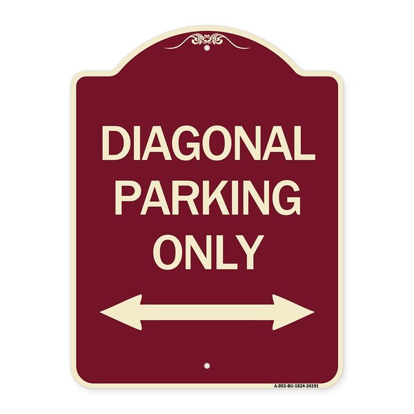Signmission Diagonal Parking Only with Bidirectional Arrow Heavy-Gauge Aluminum Architectural Sign - A-DES-BU-1824-24191