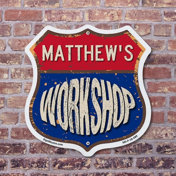 Signmission Matthew's Workshop, 18 Inch X 18 Inch, Plastic Sign - SHI-P-18-489-MATTHEW