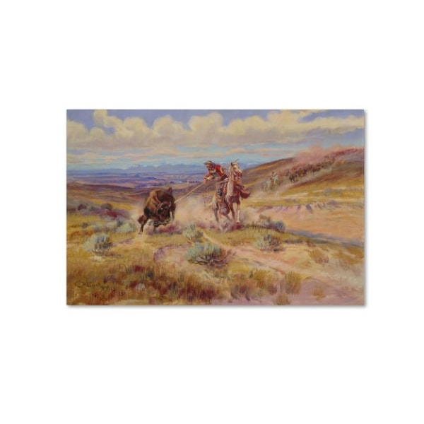 Trademark Fine Art Charles Russell 'Spearing a Buffalo 1925' Canvas Art, 16x24 - BL01419-C1624GG
