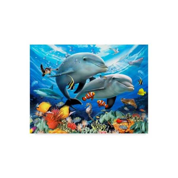 Trademark Fine Art Howard Robinson 'Smiling Dolphins' Canvas Art, 14x19 - ALI23951-C1419GG