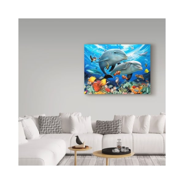 Trademark Fine Art Howard Robinson 'Smiling Dolphins' Canvas Art, 14x19 - ALI23951-C1419GG