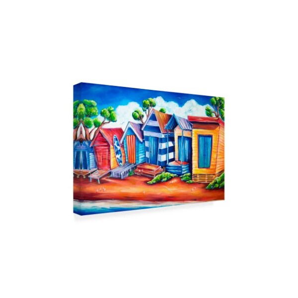 Trademark Fine Art Deborah Broughton 'Tourist Beach huts' Canvas Art, 16x24 - ALI46870-C1624GG