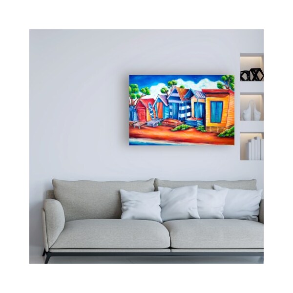 Trademark Fine Art Deborah Broughton 'Tourist Beach huts' Canvas Art, 16x24 - ALI46870-C1624GG