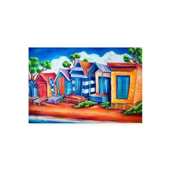 Trademark Fine Art Deborah Broughton 'Tourist Beach huts' Canvas Art, 16x24 - ALI46870-C1624GG