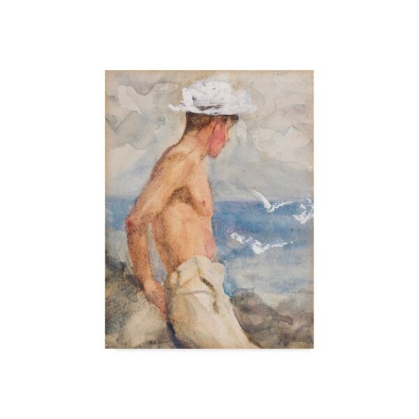 Trademark Fine Art Henry Scott Tuke 'Study Of A Young Man Looking Out To Sea' Canvas Art, 18x24 - BL02327-C1824GG